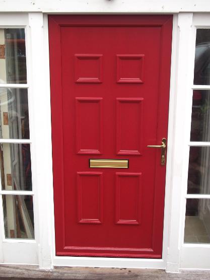 Ruby Red Georgian Six Panel Door available as a Flood Door or Security Door, 